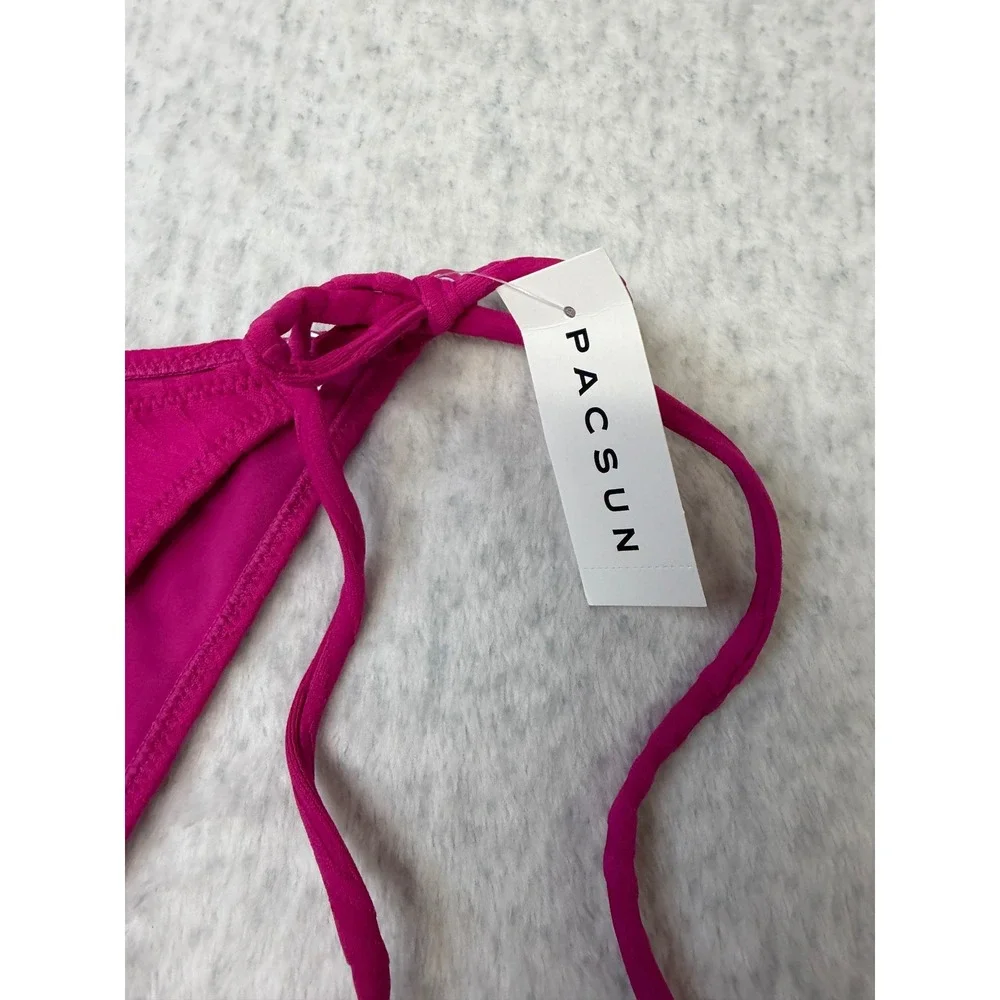 PacSun Swim Eco Hot Pink Zebra Side Tie Bikini Bottoms XL‎ New